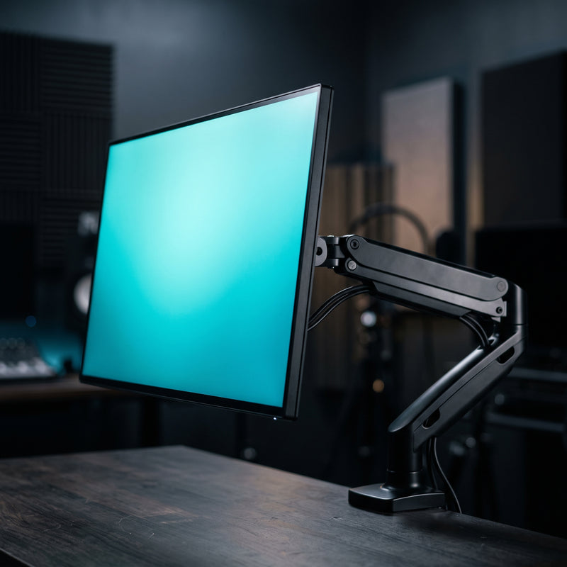 Techromagnon — Dual computer monitors on adjustable desk arms