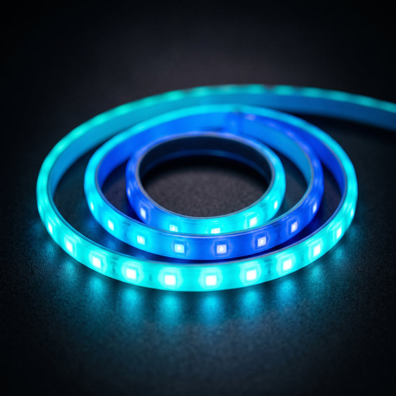 Techromagnon — Color-changing LED strip lights installed behind a desk
