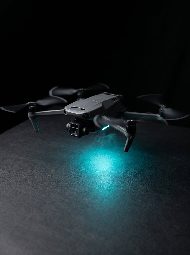 Camera drone hovering with propellers spinning - Techromagnon