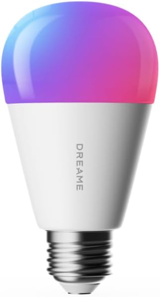 DREAME Smart Light Bulb, High CRI 90+ Color Changing LED, BLE+WiFi Dual Modes, 16 Million Colors 2700K-6500K, Works with Alexa & Google Home, Matter Compatible, A19 800LM 8.5W