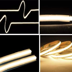 dephen 4.9ft Dimmable LED Strip Lights, 5v Warm White Dotless COB String, Flexible and Cuttable Rope Lighting, Self Adhesive Tape for TV Backlight, Bedroom, Cabinet, Kitchen, DIY