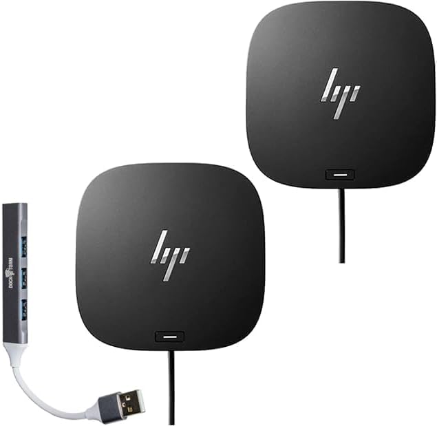 HP USB-C Essential Dock G5 Multiport Docking Station with USB-C, HDMI, Ethernet, DisplayPort, Includes Dockztorm USB Port Expander 2-Pack