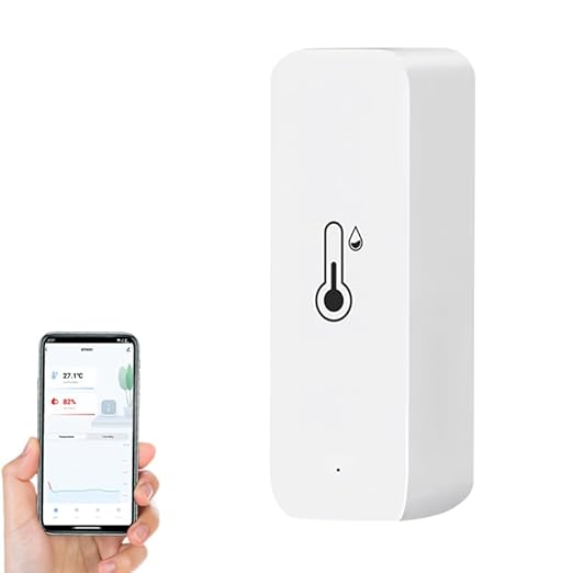 WiFi Temperature Humidity Sensor,Tuya Wireless Temperature Humidity Monitor with App Alert, High Precision Indoor Thermometer with Smart Life App, No Hub Required, Compatible with Alexa (1)