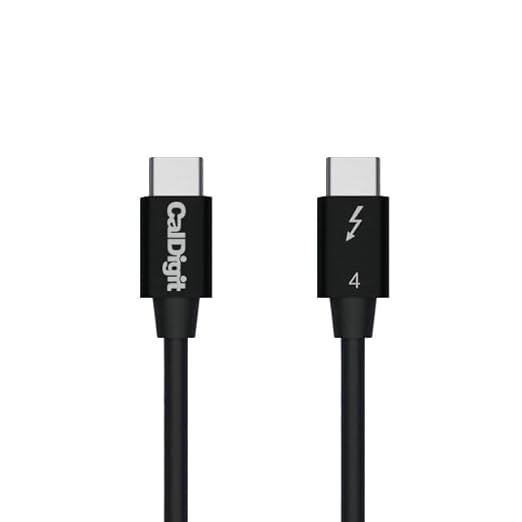 CalDigit Thunderbolt 4 Cable - 40Gbps 100W Power Delivery, Compatible with Thunderbolt 3, Thunderbolt 5 & USB4 Type C, MacBook Pro, iMac, iPhone 17 Max, Black (0.8m/2.62ft, Thunderbolt 4/USB 4)