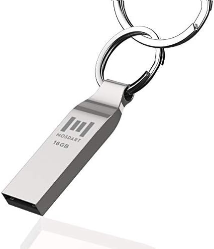 MOSDART Waterproof 16GB USB2.0 Flash Drive, FAT32 Metal Memory Stick with Keychain, for System Back, Data Storage, Silver(Pack of 10)