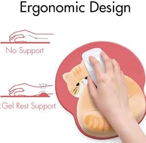 Cute Ergonomic Mouse Pad Wrist Support,[ 20% Larger] Game Wrist Rest Non-Slip Gel Anime Kawaii 3D Red Mouse Pads Rest, Cat Wrist Padwith Coaster,Easy-Typing,Pain Relief, Gaming Work Study Home Office