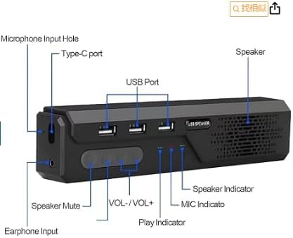3 in 1 USB Computer Speaker with Microphone, PC Laptop Desktop Conference Speaker with Mic for Smart Home Office and Online Study，360 Degree Enhanced