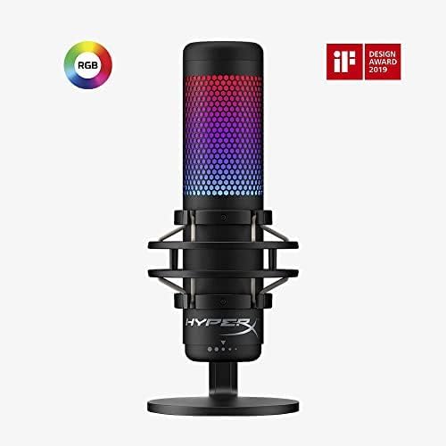 HyperX QuadCast S – RGB USB Condenser Microphone for PC, PS4, PS5 and Mac, Anti-Vibration Shock Mount, 4 Polar Patterns, Pop Filter, Gain Control, Gaming, Streaming, Podcasts, Twitch, YouTube, Discord