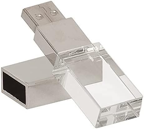 New Crystal Transparent Rectangle Genuine USB Flash Drive 3.0 LED Lighting Memory Stick Birthday Wedding Gift Pen Drive,Silver (16GB)