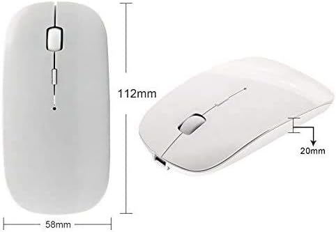 Tsmine Bluetooth Wireless Mouse - Slim Rechargeable, Noiseless Click & 3 Adjustable DPI Levels for Laptop, Tablet, iMac, MacBook Air - White