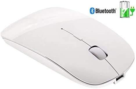 Tsmine Bluetooth Wireless Mouse - Slim Rechargeable, Noiseless Click & 3 Adjustable DPI Levels for Laptop, Tablet, iMac, MacBook Air - White