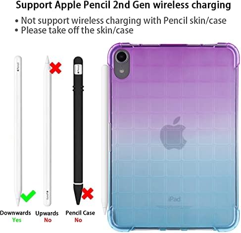 for iPad (A16) 11th Generation 11" 2025 & iPad 10th Generation Case 10.9 inch 2022, Lightweight Thin Translucent Soft TPU Back Shockproof Matte Clear Silicone Gradient Shell, Purple & Green