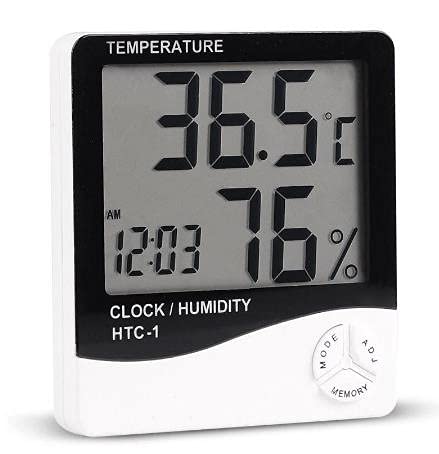 Wellhise HTC-1 Digital Hygrometer Indoor Thermometer Clock/Alarm Humidity Meter Room Thermometer with Temperature and Humidity Monitor Mini Hygrometer Outdoor
