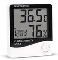 Wellhise HTC-1 Digital Hygrometer Indoor Thermometer Clock/Alarm Humidity Meter Room Thermometer with Temperature and Humidity Monitor Mini Hygrometer Outdoor