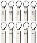 MOSDART Waterproof 32GB USB2.0 Flash Drive, FAT32 Metal Memory Stick with Keychain, for System Back, Data Storage, Silver(Pack of 10)