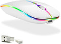 KLO Rechargeable Bluetooth 5.2/3.0/Type-C/USB-2.4G Mouse for MacBook/MacBook air/Pro/iPad, Wireless Mouse for Laptop/Notebook/pc/iPad/Chromebook (2/White)