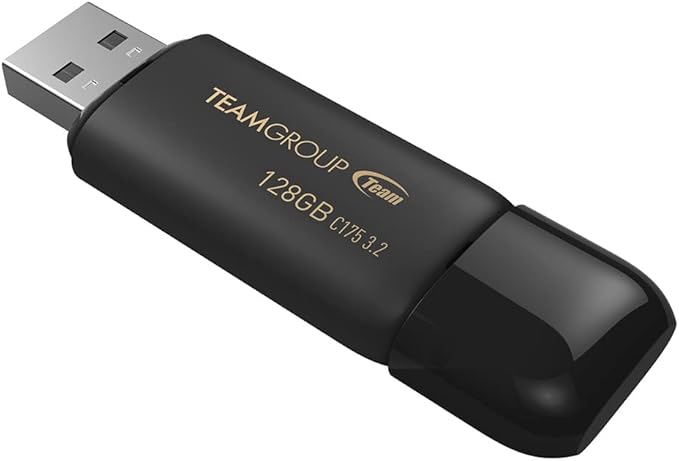TEAMGROUP C175 32GB USB 3.2 Gen 1 (USB 3.1/3.0) Read 75MB/s Flash Thumb Drive, External Data Storage Memory Stick Compatible with Computer/Laptop Matte Black TC175332GB01