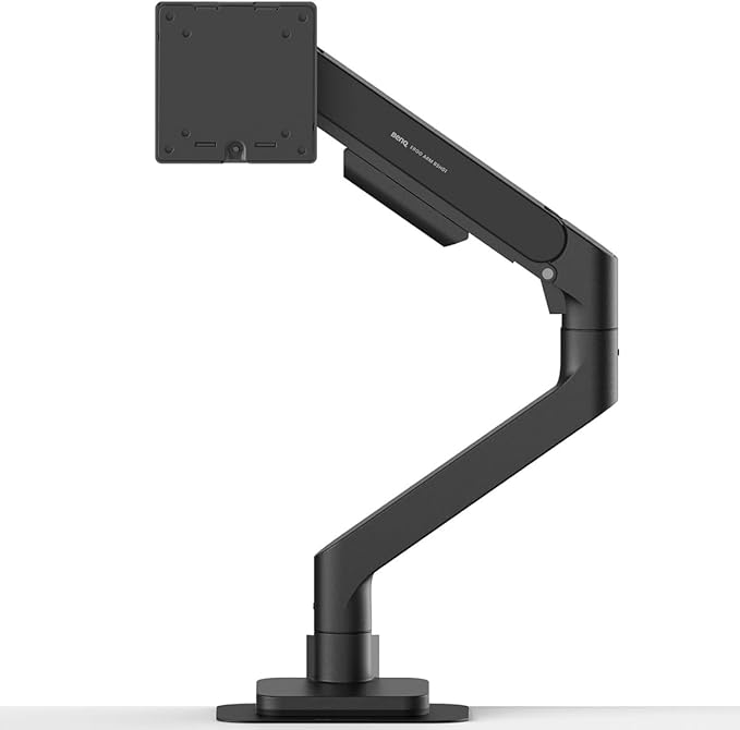 BenQ BSH01 Ergo Monitor Arm -Gas Spring Monitor Stand for Up to 45'' & 44lbs Screens, Heavy Duty, Quick Installation, No Sagging, Top Clamp and Grommet Base, Reinforcement Plate, VESA 75x75 &100x100mm