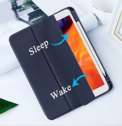 Cases for iPad Pro 12.9 Case 6th/5th/4th Generation (2022/2021/2020) with Pencil Holder [Apple Pencil Wireless Charging] Soft TPU Smart Tri-fold Stand Protective Cover(Dark Blue)
