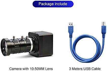 MOKOSE USB Webcam with C-Mount 10-50mm Telephoto Zoom Manual Lens 4K@30fps UVC Camera Free Drive Compatible Windows Mac OS X Linux