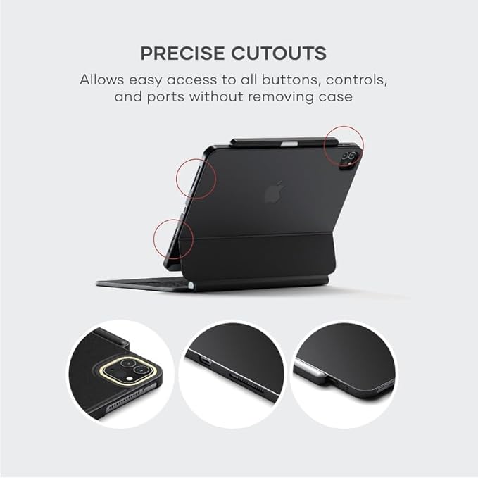Satechi iPad Pro 11 inch case M2/M1, Magnetic iPad Vegan Leather case with Apple Pencil 2 Charging, Compatible with Apple Folio, Magic Keyboard - Black