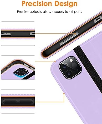 DTTO Case for iPad Pro 11 Inch 4th / 3rd / 2nd / 1st Generation 2022/2021/2020/2018,Premium PU Leather Folio Stand Cover with Hand Strap, Auto Wake/Sleep,Multiple Viewing Angles, Lavender
