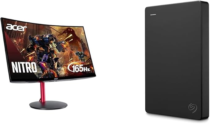 Acer 27" 1500R Curved 165Hz Gaming Monitor and 1TB Seagate Portable External Hard Drive Bundle