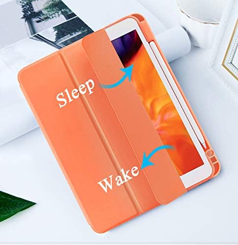 Case for iPad Pro 11 Inch 4th/3rd/2nd Generation 2022/2021/2020 with Pencil Holder [Support iPad 2nd Pencil Charging] Slim Trifold Stand Smart Protective Cover, Auto Wake/Sleep(Orange)