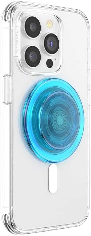 PopSockets Phone Grip for MagSafe, Magnetic Holder, Phone Stand, Blue - Electric Blue Translucent