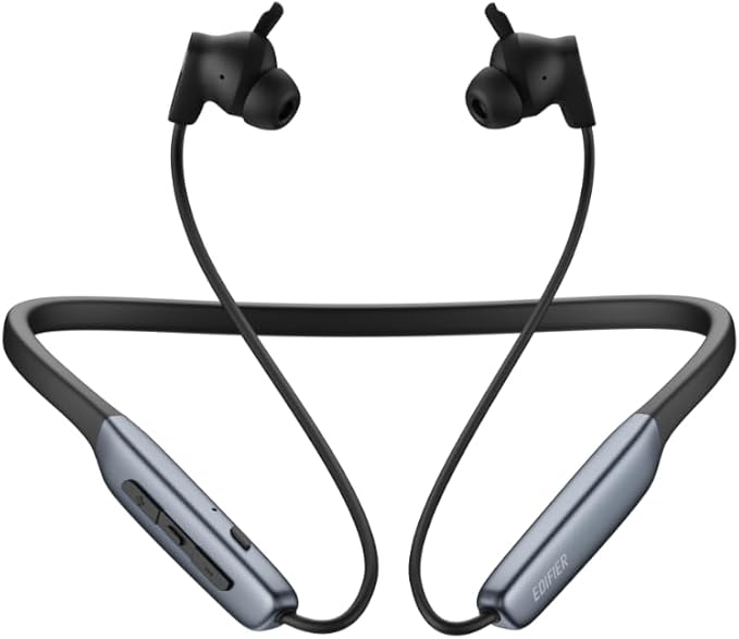 Edifier W280NB Pro Neckband Wireless Headphones - Active Noise Cancellation,IP55 Waterproof, 23H Playtime,Hi-Res Audio with LDAC, Bluetooth 5.4 Wireless Earbuds - Black