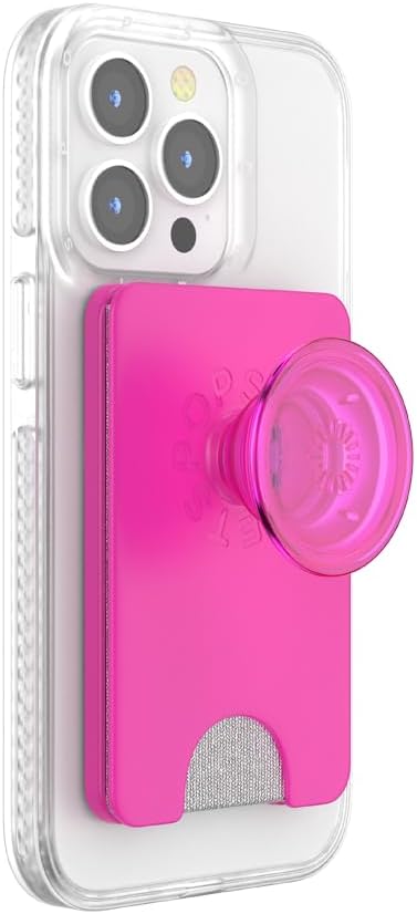 PopSockets Phone Wallet for MagSafe, Phone Card Holder with Grip, Pink - Magenta