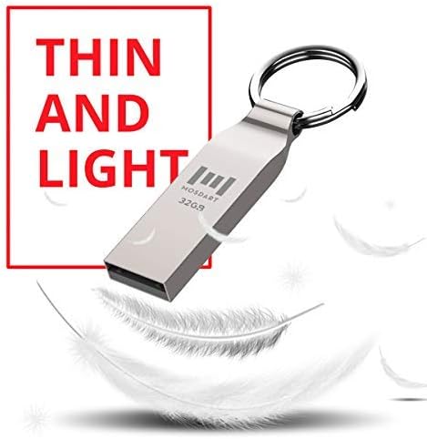 MOSDART Waterproof 32GB USB2.0 Flash Drive, FAT32 Metal Memory Stick with Keychain, for System Back, Data Storage, Silver(Pack of 10)