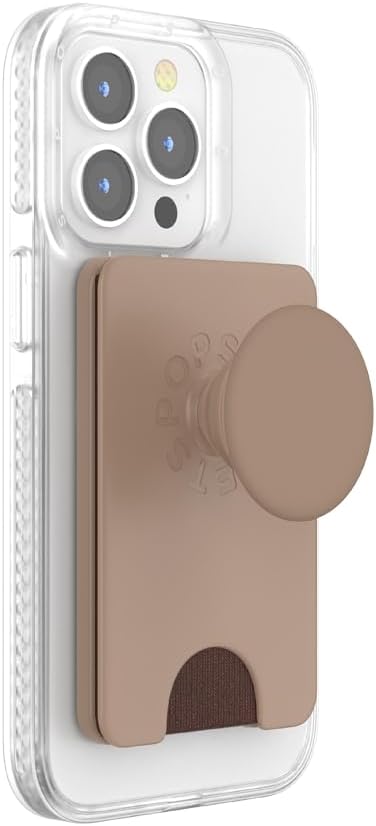 PopSockets Phone Wallet for MagSafe, Phone Card Holder with Grip, Brown - Latte