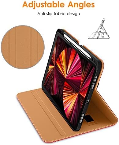 DTTO Case for iPad Pro 11 Inch 4th / 3rd / 2nd / 1st Generation 2022/2021/2020/2018,Premium PU Leather Folio Stand Cover with Hand Strap, Auto Wake/Sleep,Multiple Viewing Angles, Red