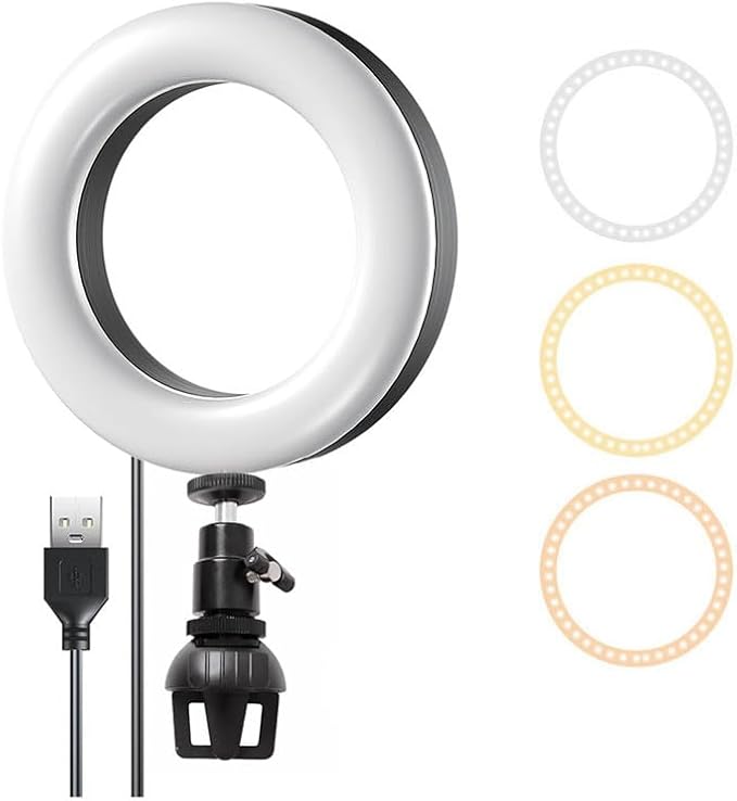 Video Conference Lighting Kit, HuaerHui LED Ring Light for Computer, Laptop, MacBook, Monitor with Clip Hot Shoes Mount, Lighting for Zoom Meetings/Remote Working/Self Broadcasting/Live Streaming
