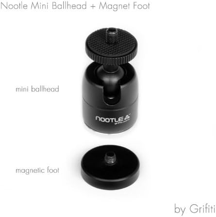 GRIFITI Nootle Magnetic Camera with Mini Ball Head Stand Magnet Foot for Cameras, Video Cams, Phone Mounts, Projector, Tablet Mount Accessories - Action Tripod Base Adapter with Ballhead