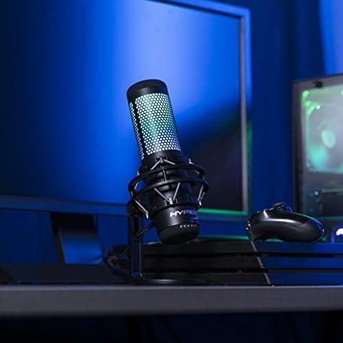 HyperX QuadCast S – RGB USB Condenser Microphone for PC, PS4, PS5 and Mac, Anti-Vibration Shock Mount, 4 Polar Patterns, Pop Filter, Gain Control, Gaming, Streaming, Podcasts, Twitch, YouTube, Discord