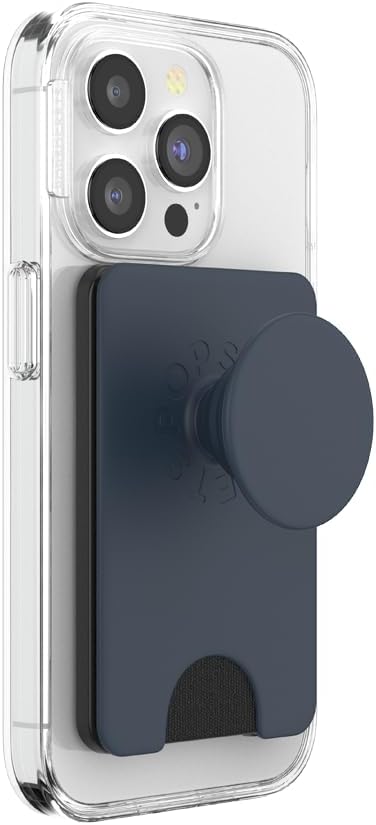 PopSockets Phone Wallet for MagSafe, Phone Card Holder with Grip, Blue - Navy