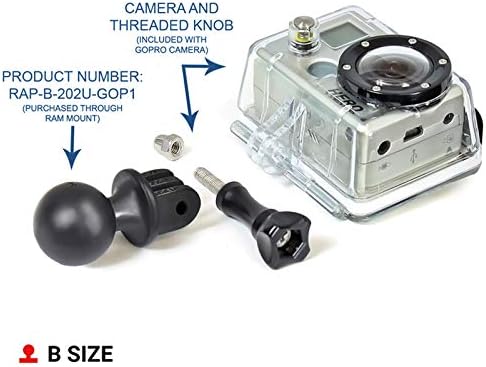 RAM Mounts Action Camera Ball Adapter – Compatible with GoPro-Style Mounts, B Size 1" Ball (RAP-B-202U-GOP1)