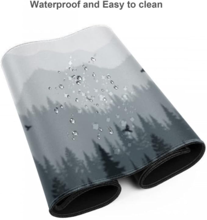AQQA Large Mouse Pad, Full Desk XXXL Extended Gaming Mouse Mat 35" x 17", Misty Forest Design Background Mousepad Keyboard with Non-Slip Rubber Base for Gaming Office Laptop Computer, Tree