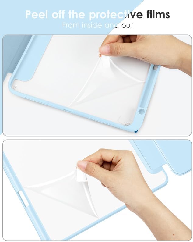 VIKESI for iPad Pro 11 Inch 4th/3rd/2nd/1st Generation Case, iPad Air 11-inch / 5th / 4th Generation Case with Clear Back,Pencil Holder,Auto Sleep/Wake,Camera Protection,Ice Blue