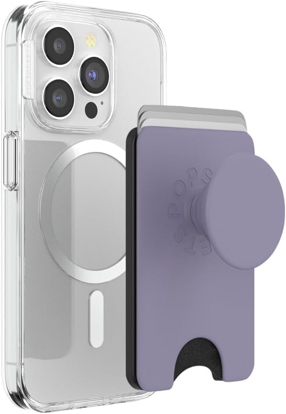 PopSockets Phone Wallet for MagSafe, Phone Card Holder with Grip, Purple - Dusk