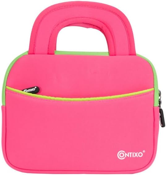Contixo 10" Tablet Sleeve Bag - Compatible with Contixo K102 & K103 Kids Tablets, Shockproof & Water-Resistant Protective Carrying Case with Accessory Pocket - Pink