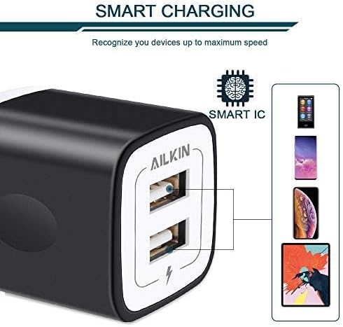 USB Wall Plug, Multi USBA AC Power Charger Adapter USB-A Block Cube for iPhone, iPad, Samsung, Google Pixel, LG, Camera Phones & Tablets Charge Multiple USB Plug Station Base
