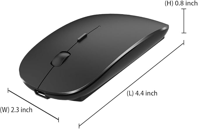 KLO Rechargeable Bluetooth 5.2/3.0/Type-C/USB-2.4G Mouse for MacBook/MacBook air/Pro/iPad, Wireless Mouse for Laptop/Notebook/pc/iPad/Chromebook (Black)