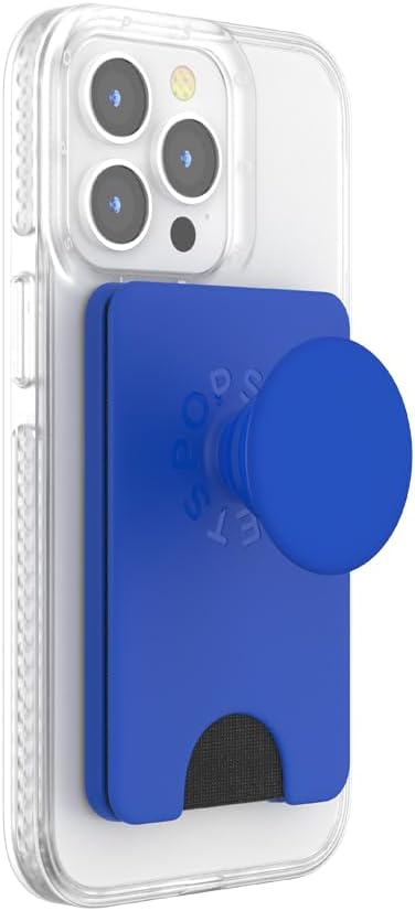 PopSockets Phone Wallet for MagSafe, Phone Card Holder with Grip, Blue - Cobalt