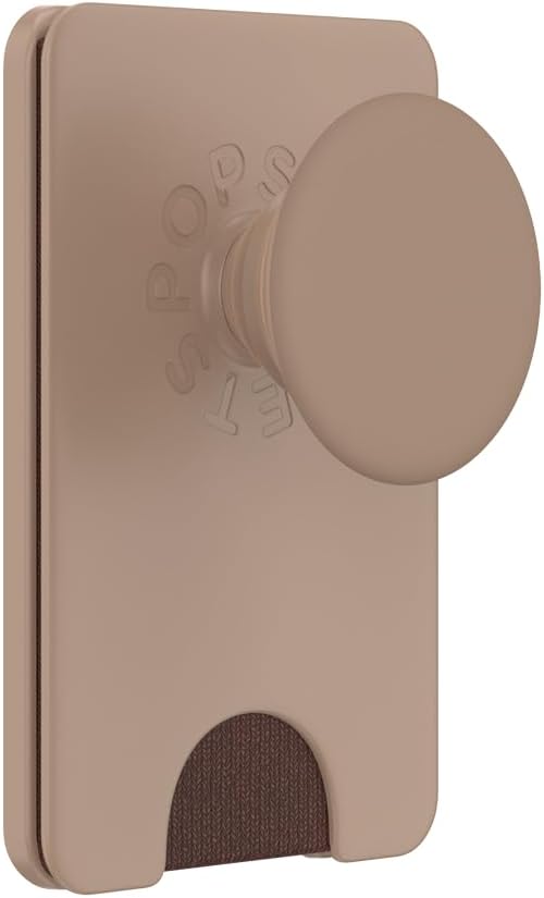 PopSockets Phone Wallet for MagSafe, Phone Card Holder with Grip, Brown - Latte