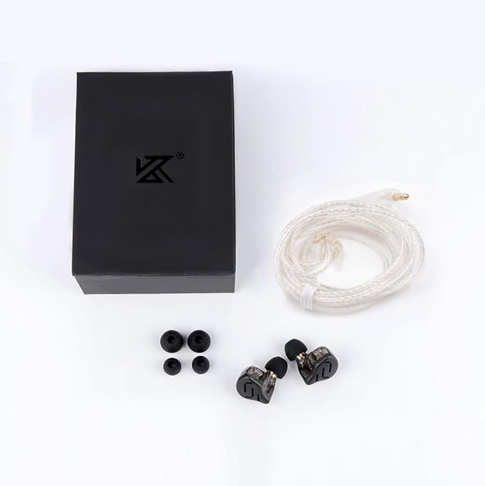 KZ Zax in Ear Headphones 7BA+1DD Hybrid 16 Drivers HiFi Noise Cancelling Wired Earbuds, Zin Alloy Shell Metal Earphone in Ear Monitor with 3.5mm Jack Detachable 2 Pin 0.75mm Cable (with mic, Black)