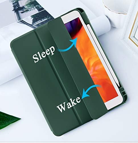 Cases for iPad Pro 12.9 Case 6th/5th/4th Generation (2022/2021/2020) with Pencil Holder [Apple Pencil Wireless Charging] Soft TPU Smart Tri-fold Stand Protective Cover(Midnight Green)