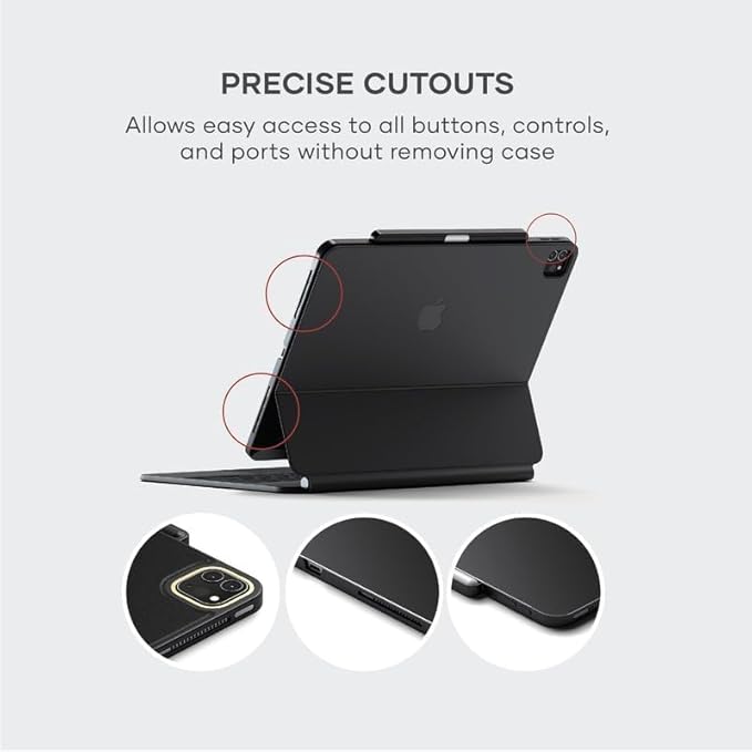 Satechi iPad Pro 12.9 inch case M2/M1, Magnetic iPad Vegan Leather case with Apple Pencil 2 Charging, Compatible with Apple Folio, Magic Keyboard - Black